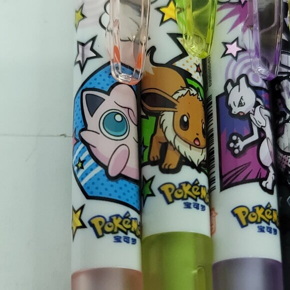 Pokemon Gel Pens Pikachu Eevee Mew Two Jiggly Puff Lot Of 5 Gel Pens NEW - Picture 4 of 6